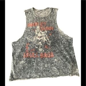 Harley Quinn & The Skull Bags Tank Top Tie Die Grey Black Red Size L